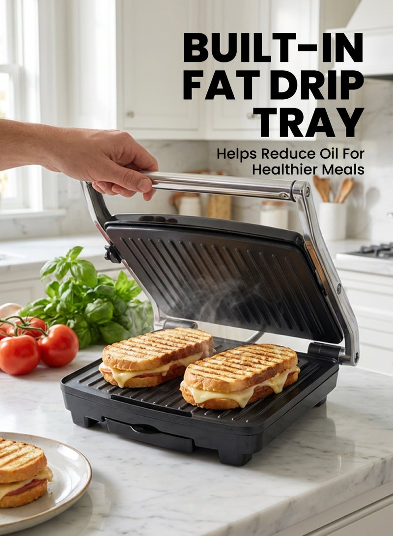 TEAM Multi‑Function Contact Grill | 2000W Electric Grill & Panini Press | Non‑Stick Plates, Adjustable Temperature, Fast Heating, Fat‑Drip Tray | Indoor Grill for Sandwiches, Steaks, BBQ - Image 4